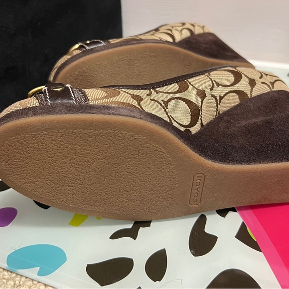 Women’s Coach Wedge Gold Hardware Shoes - Picture 3 of 5